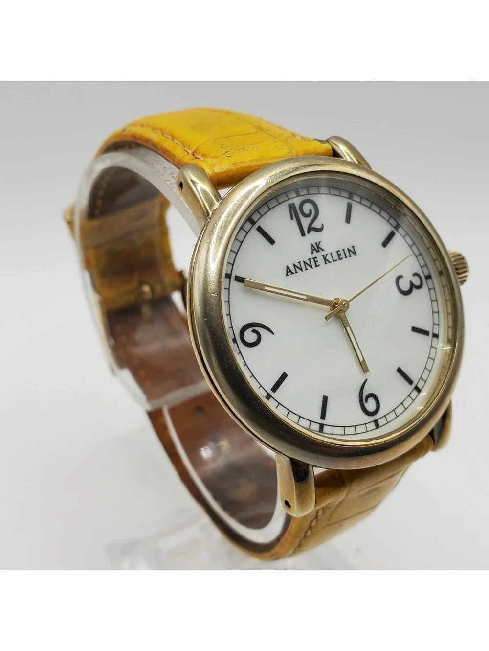 Anne Klein Quartz Womens Watch 36mm White Dial Gold Tone New Battery